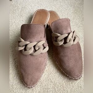 Macarena Women's Suede Chain Mules - Taupe